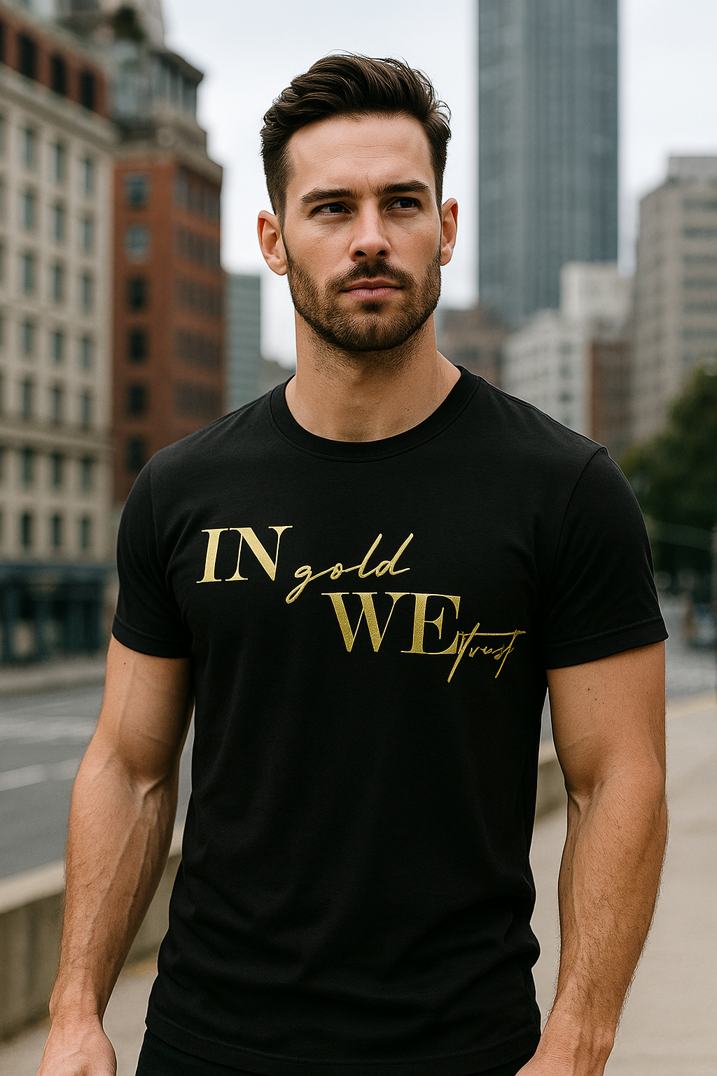 Premium Men's T-shirt gold print