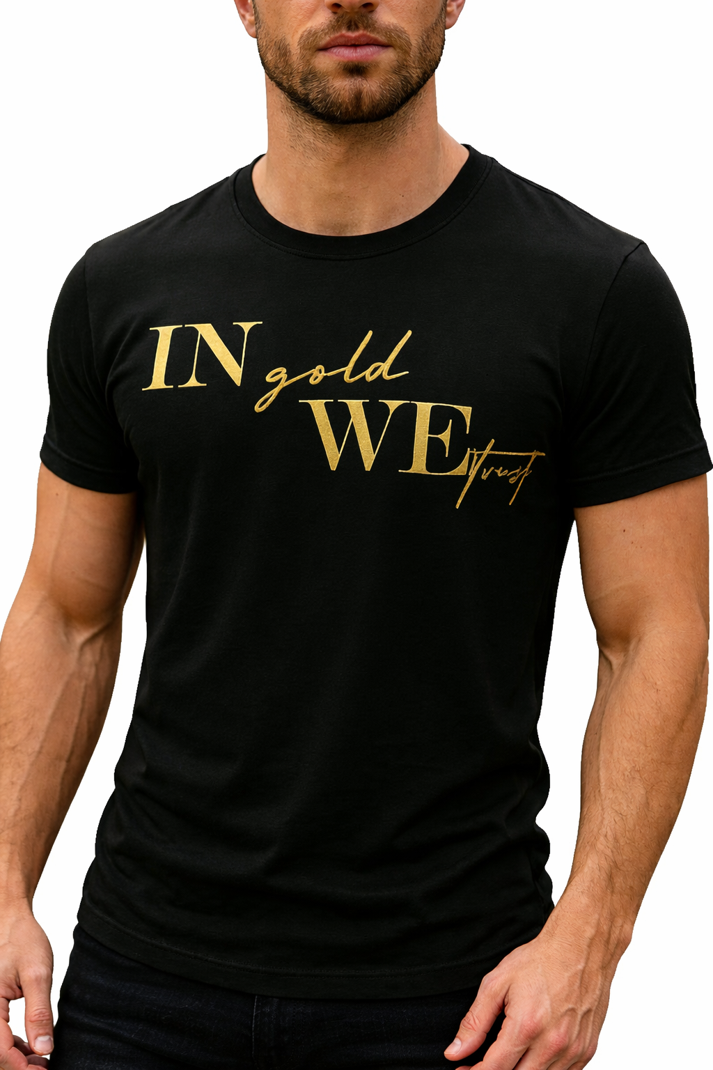 Koszulka męska premium | Premium Men's T-shirt gold print