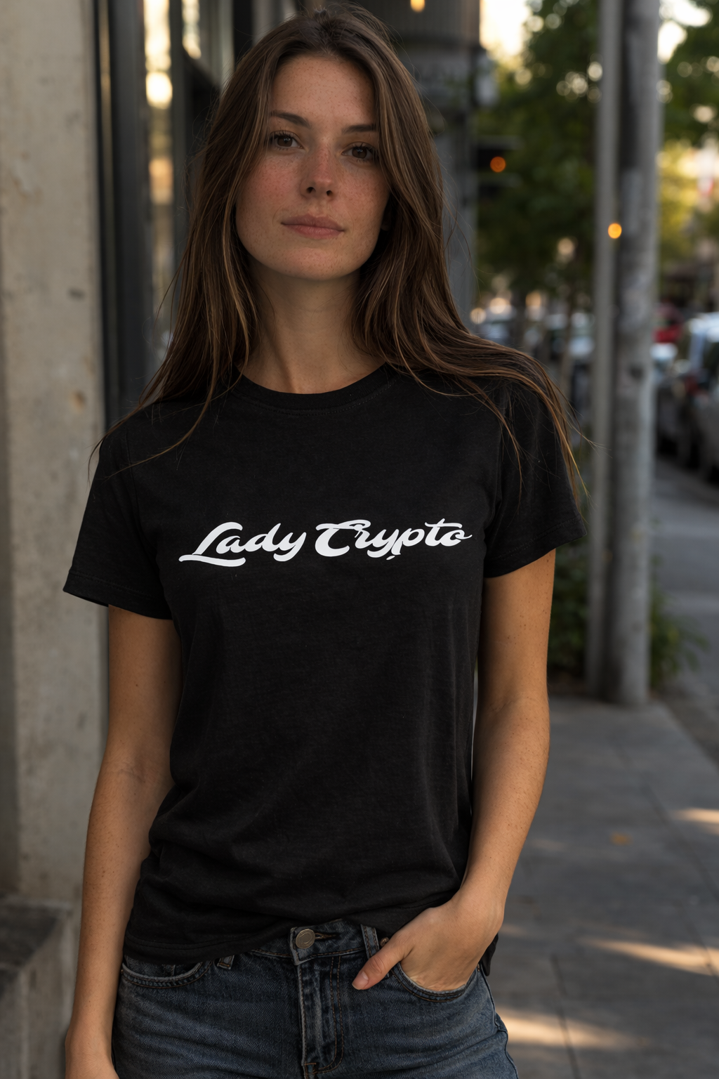 Koszulka damska premium | Premium Women's T-shirt with print | Lady Crypto