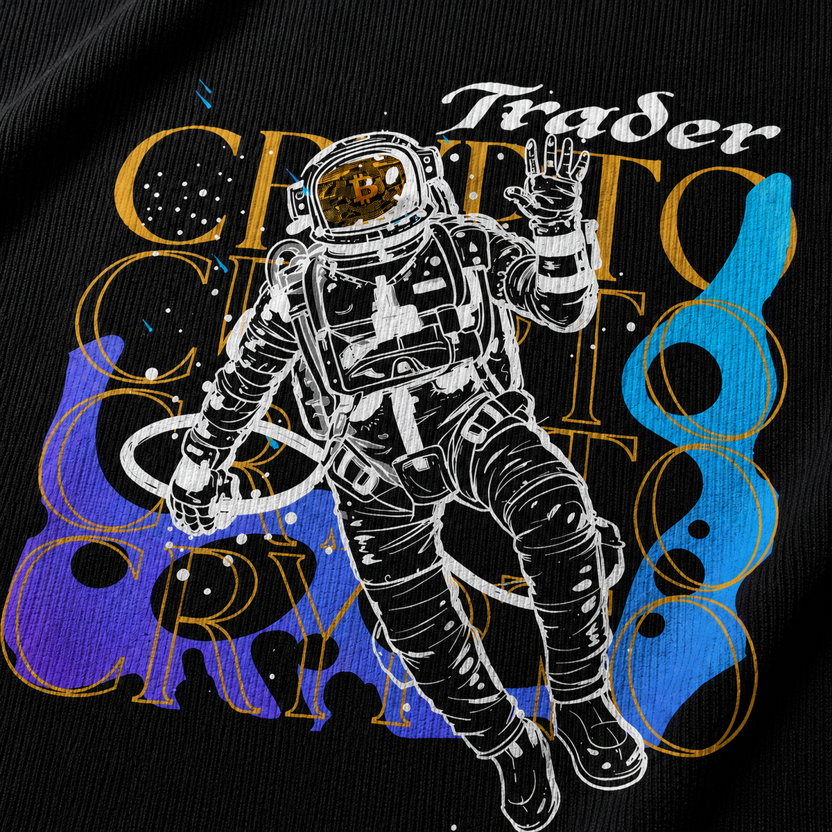 Koszulka męska z nadrukiem Crypto Astronaut - czarna