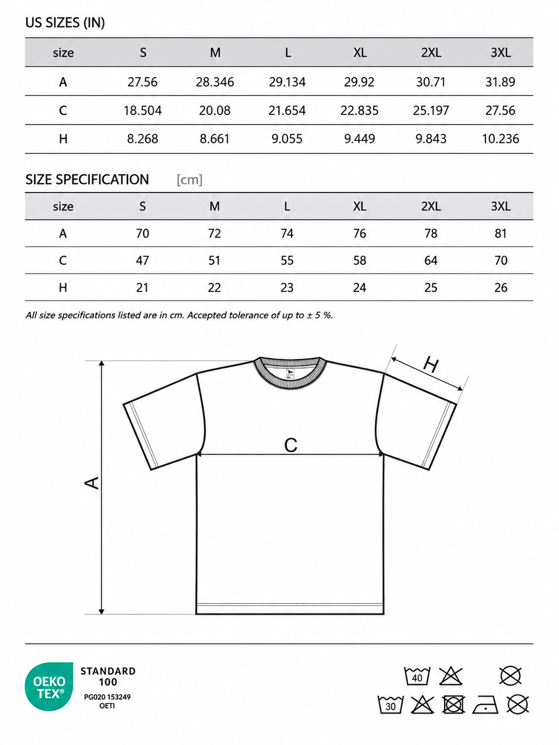 Tabela rozmiarów koszulki męskiej Green & Bull – rozmiary S–3XL