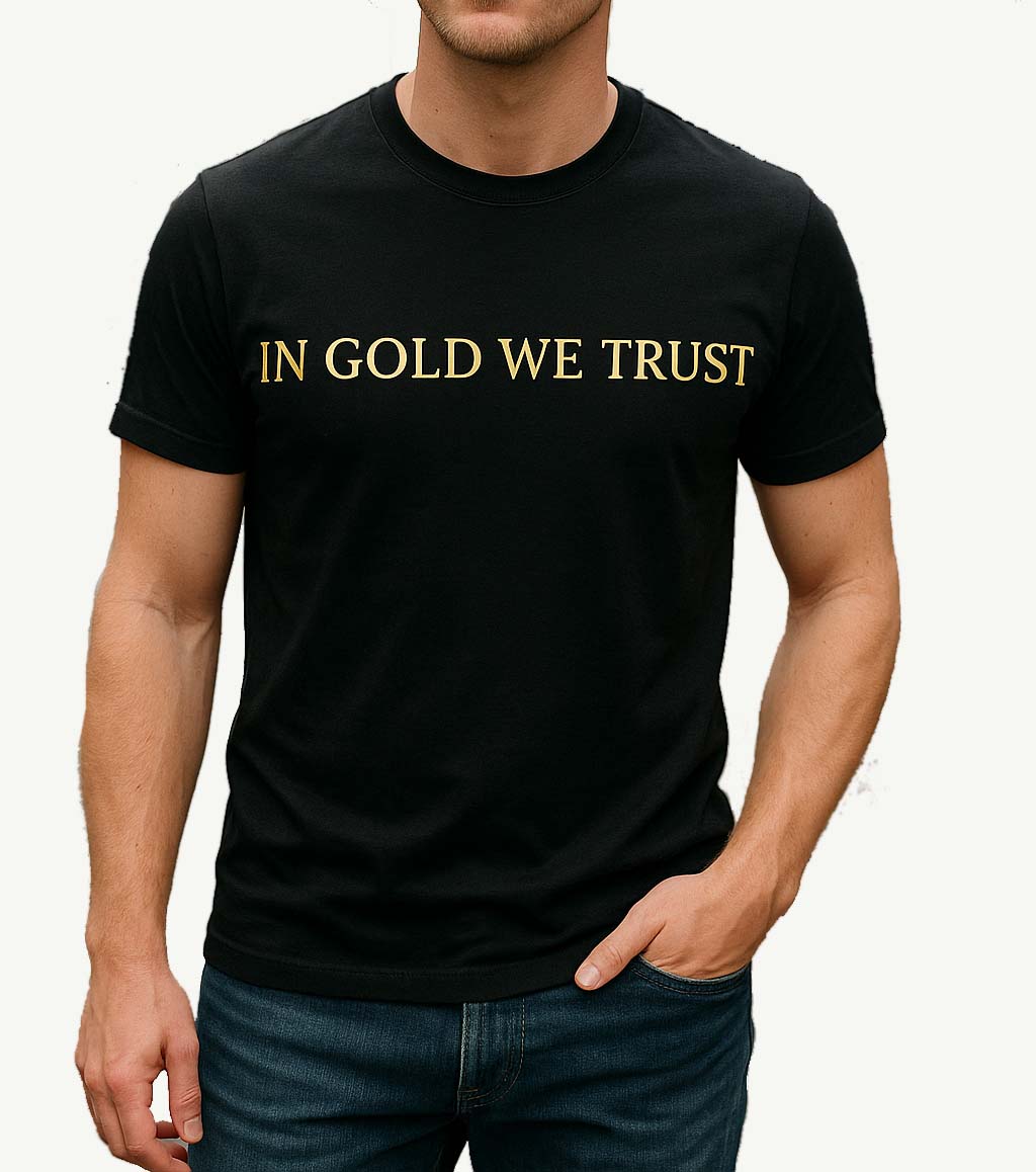 Męska koszulka premium | Premium Men's T-shirt gold print for Crypto Fans