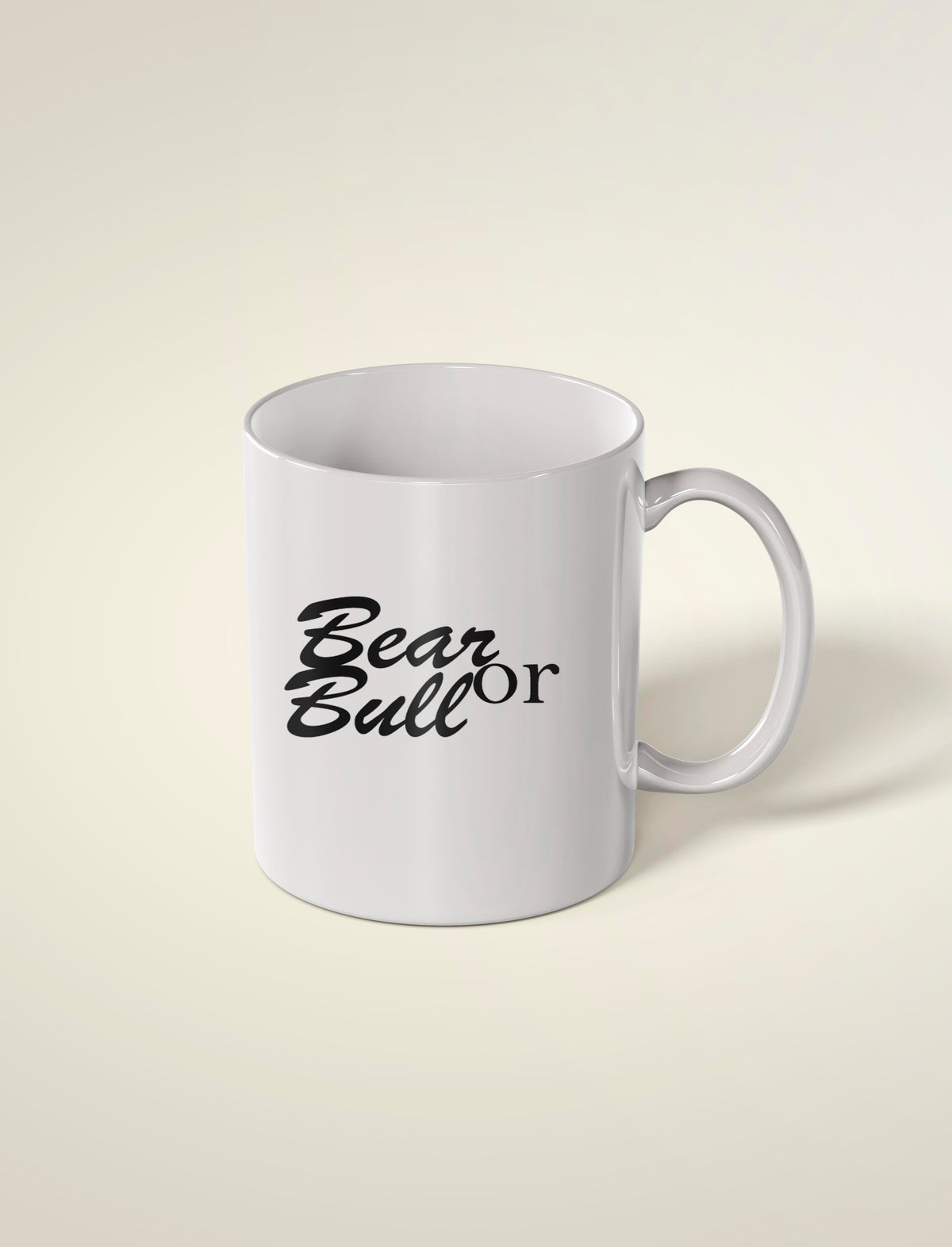 Biały personalizowany kubek Bear or Bull 300 ml dla tradera